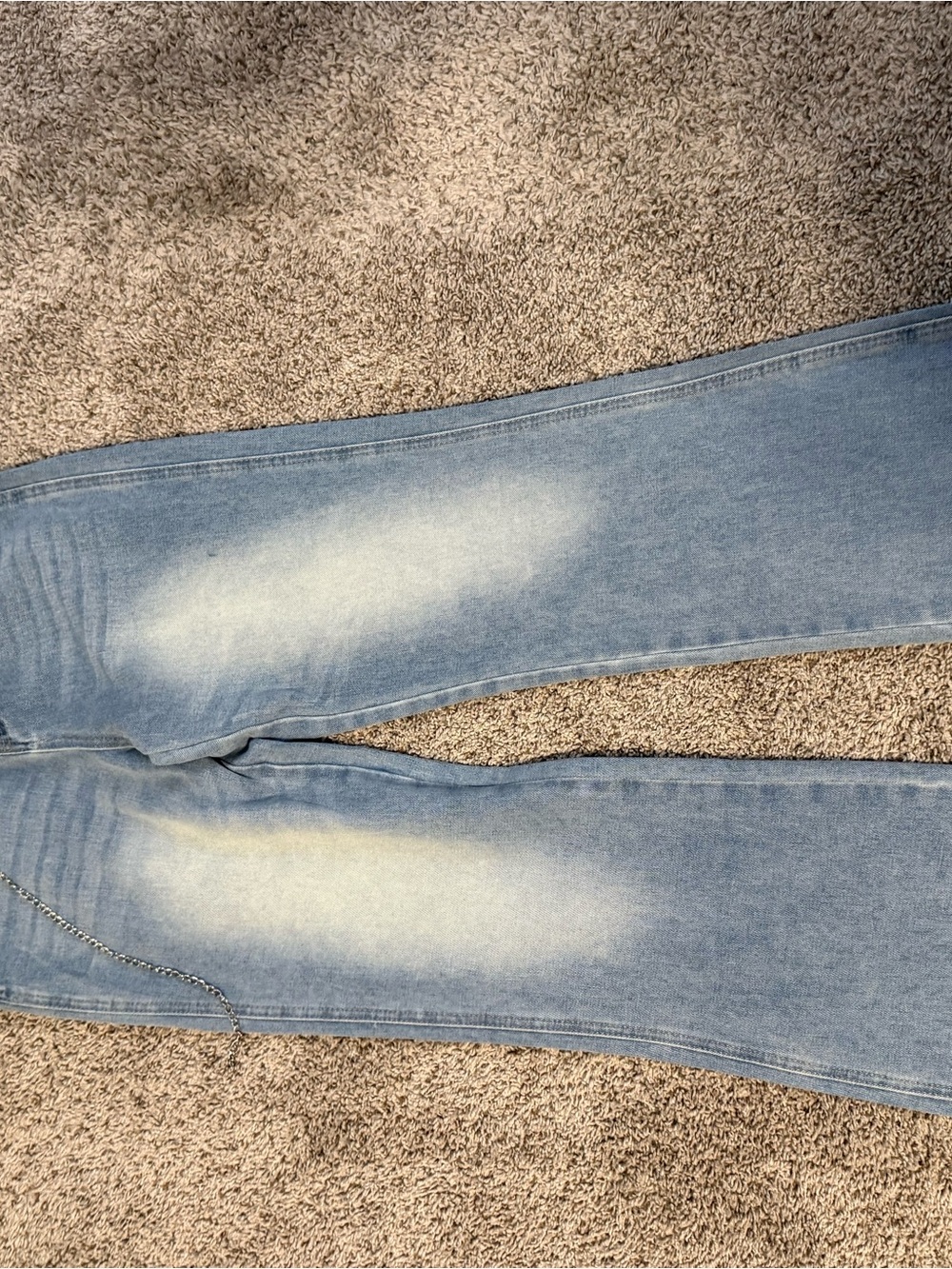 Fashion Nova Light Blue Straight Leg Jeans with Faded Front